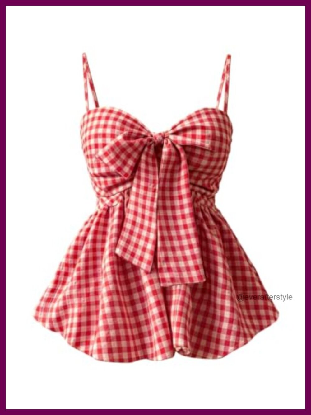 Milumia Plaid Cami Top Bowtie Front Ruffle Peplum Babydoll Tank